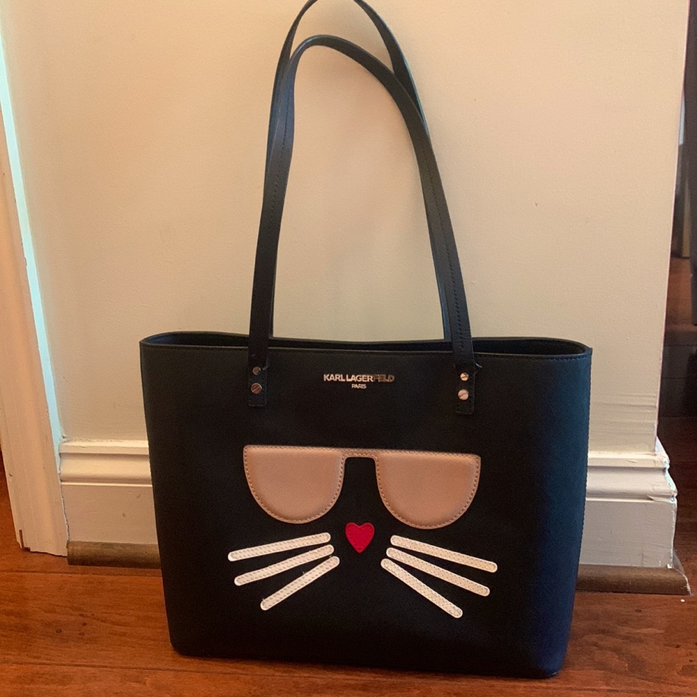Karl Lagerfeld Black Maybelle Cat Tote Bag
